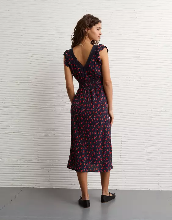 AE Short Sleeve V-Neck Midi Dress - Image 2