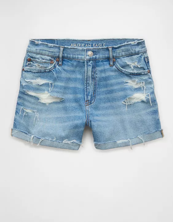 AE Strigid Super High-Waisted Ripped Relaxed Denim Short - Image 3