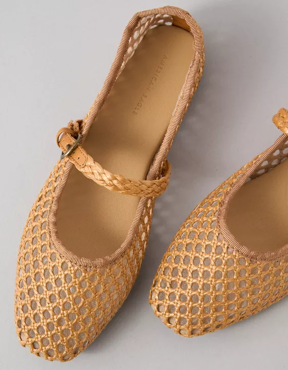 AE Raffia Mesh Mary Jane Flats - Image 3