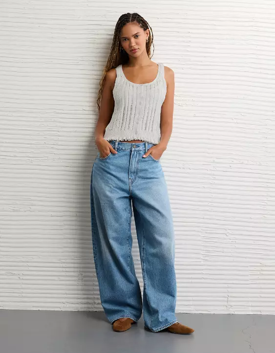 AE Pointelle Peplum Sweater Tank Top - Image 5