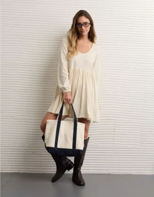 AE Sunchaser Knit Long-Sleeve Scoop Neck Mini Dress