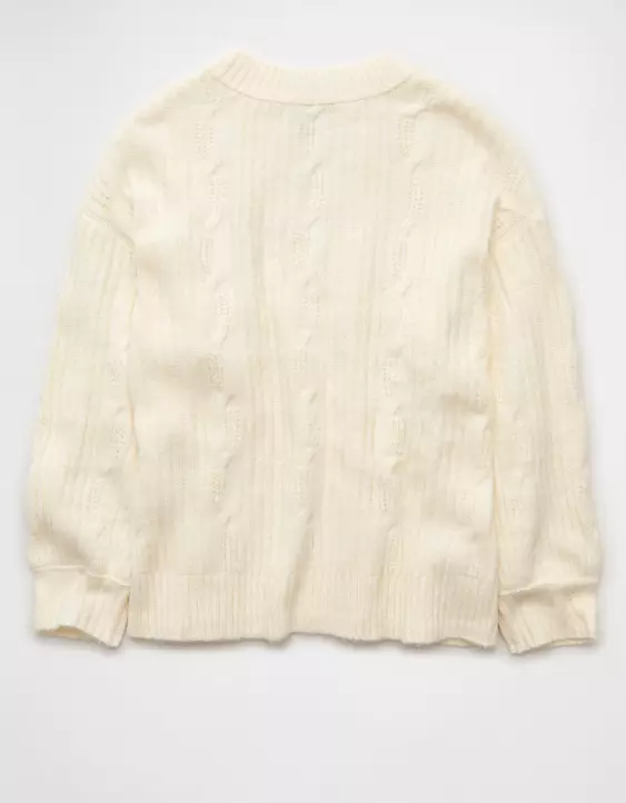 AE Whoa So Soft Notch Neck Cable Sweater - Image 4