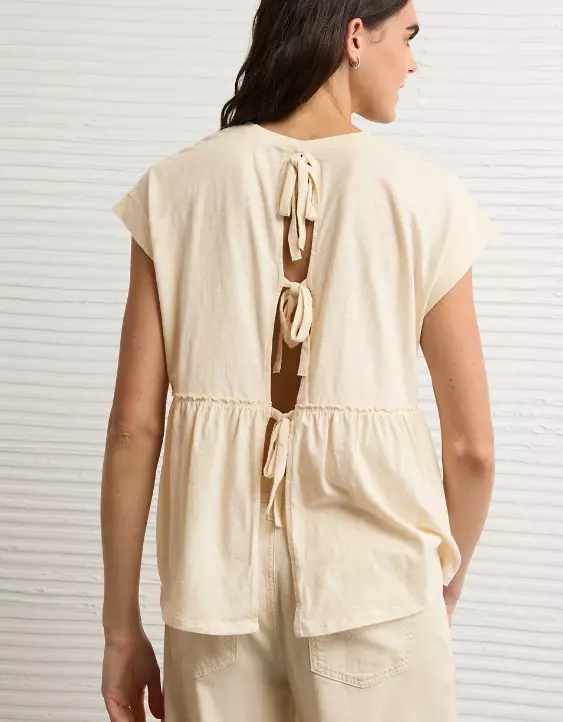 AE Sunchaser Knit Tie Back Babydoll T-Shirt - Image 2