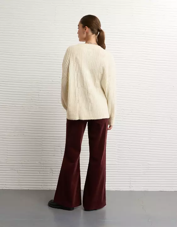 AE Whoa So Soft Notch Neck Cable Sweater - Image 2