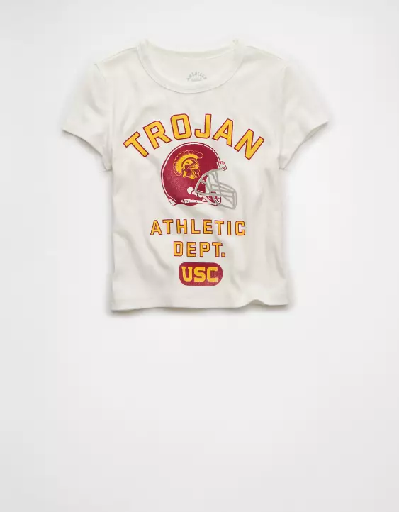AE USC Trojans Graphic Cropped Baby Tee - Image 3