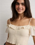 AE Smocked Cold Shoulder Cami