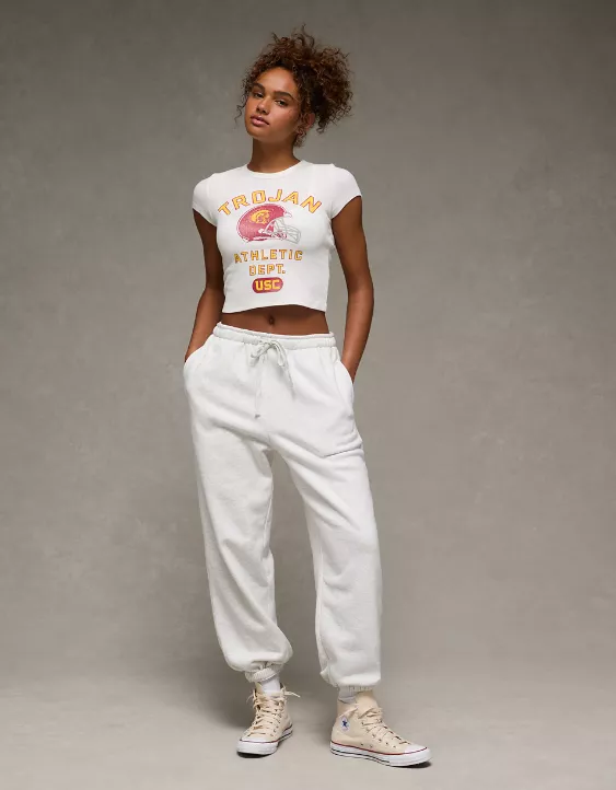 AE USC Trojans Graphic Cropped Baby Tee - Image 5