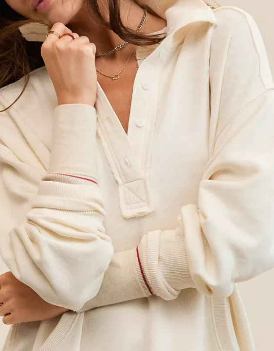 Aerie Vintage Popover Polo Sweatshirt - Image 6