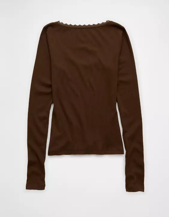 AE Lace-Trim Long Sleeve T-Shirt - Image 4