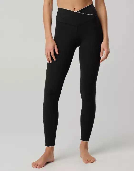 OFFLINE By Aerie Real Me XTRA Ribbed Picot Trim Crossover Legging - Image 5