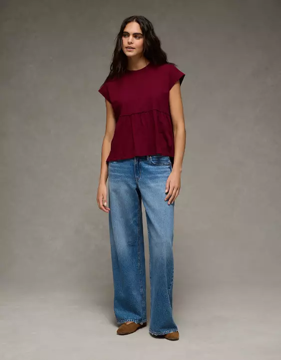 AE Sunchaser Knit Tie Back Babydoll T-Shirt - Image 5