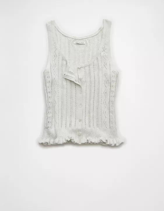 AE Pointelle Peplum Sweater Tank Top - Image 3
