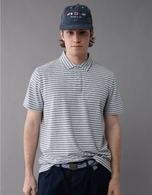 AE 24/7 Club Logo Striped Polo Shirt