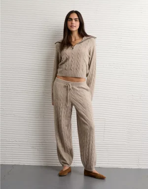 AE High-Waisted Cable Knit Sweatpant