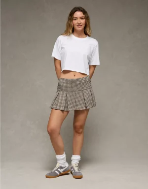 AE It Knit Low-Rise Pleated Plaid Skort