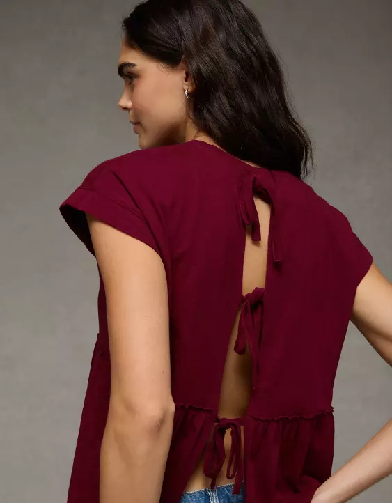 AE Sunchaser Knit Tie Back Babydoll T-Shirt - Image 2