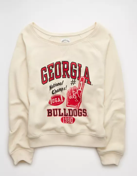 AE Georgia Bulldogs Graphic Off The Shoulder Sweatshirt - Image 3