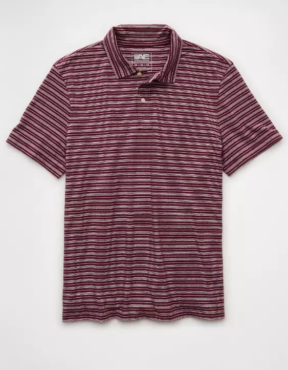 AE 24/7 Club Logo Striped Polo Shirt - Image 3