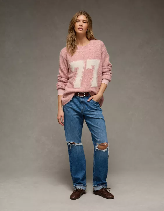 AE Oversized Faux Mohair Wide Cuff Sweater - Image 5