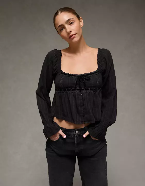 AE Long Sleeve Babydoll Blouse - Image 6