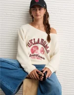 AE Oklahoma Sooners Graphic Off The Shoulder Sweatshirt