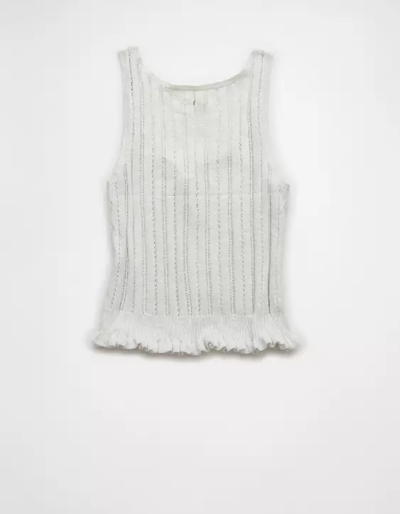 AE Pointelle Peplum Sweater Tank Top - Image 4