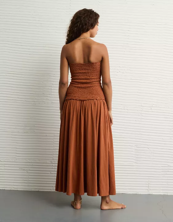 AE Sunchaser Knit Smocked Drop Waist Midi Dress - Image 2