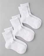 AE Solid Cropped Crew Socks 3-Pack