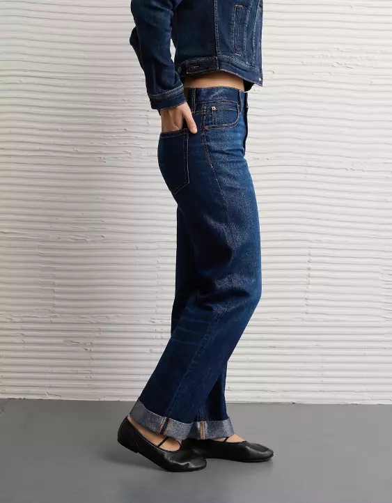 AE Shimmer Low-Rise Cuffed Baggy Straight Jean - Image 5