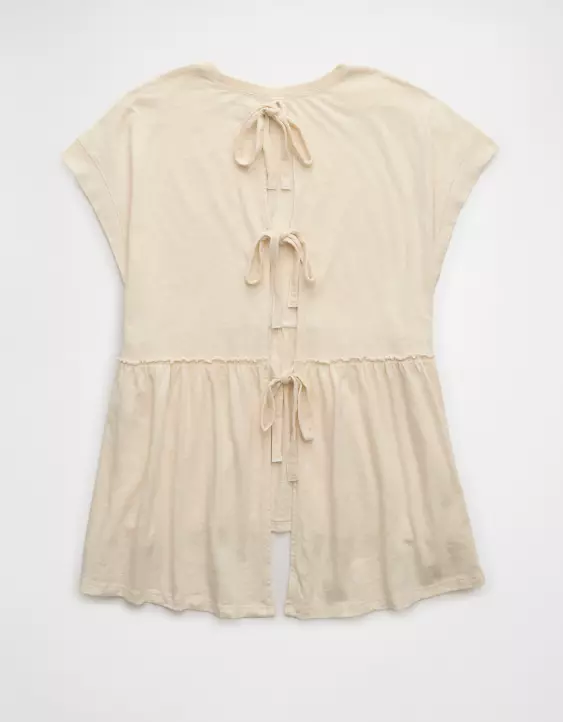 AE Sunchaser Knit Tie Back Babydoll T-Shirt - Image 4