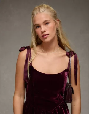 AE Tie-Strap Velvet Mini Dress