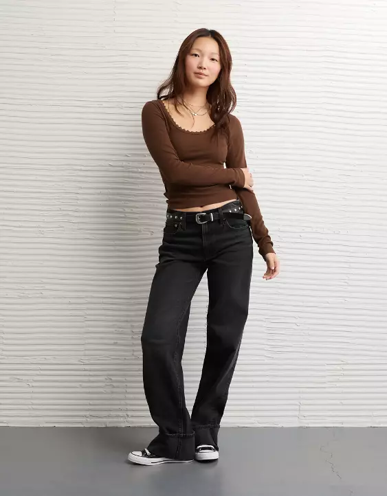 AE Lace-Trim Long Sleeve T-Shirt - Image 6