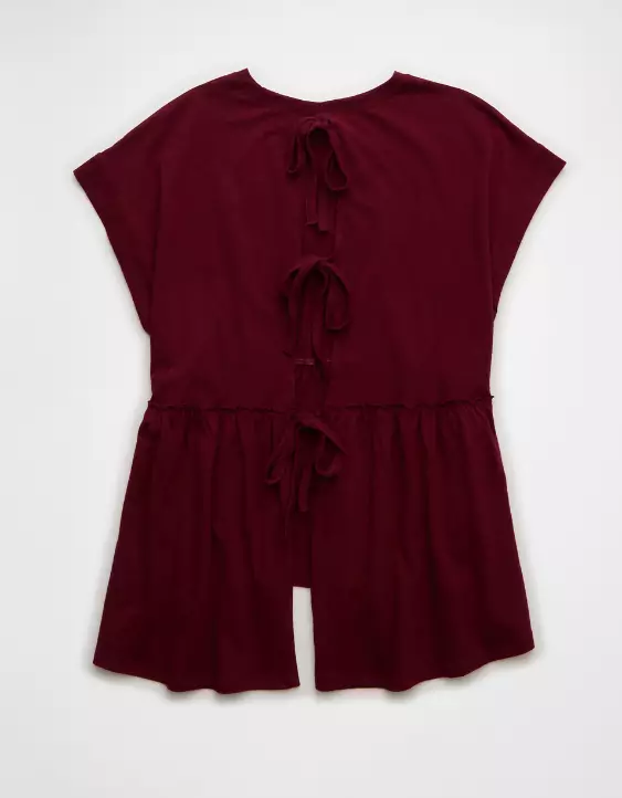 AE Sunchaser Knit Tie Back Babydoll T-Shirt - Image 4