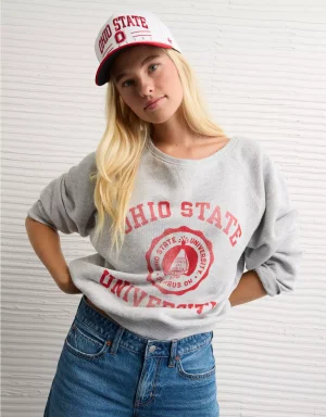 AE Ohio State Buckeyes Graphic Off The Shoulder Sweatshirt